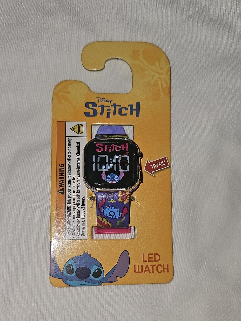 Disney Stitch Unisex Kids LED Watch with Square Case, Printed Silicone Strap New